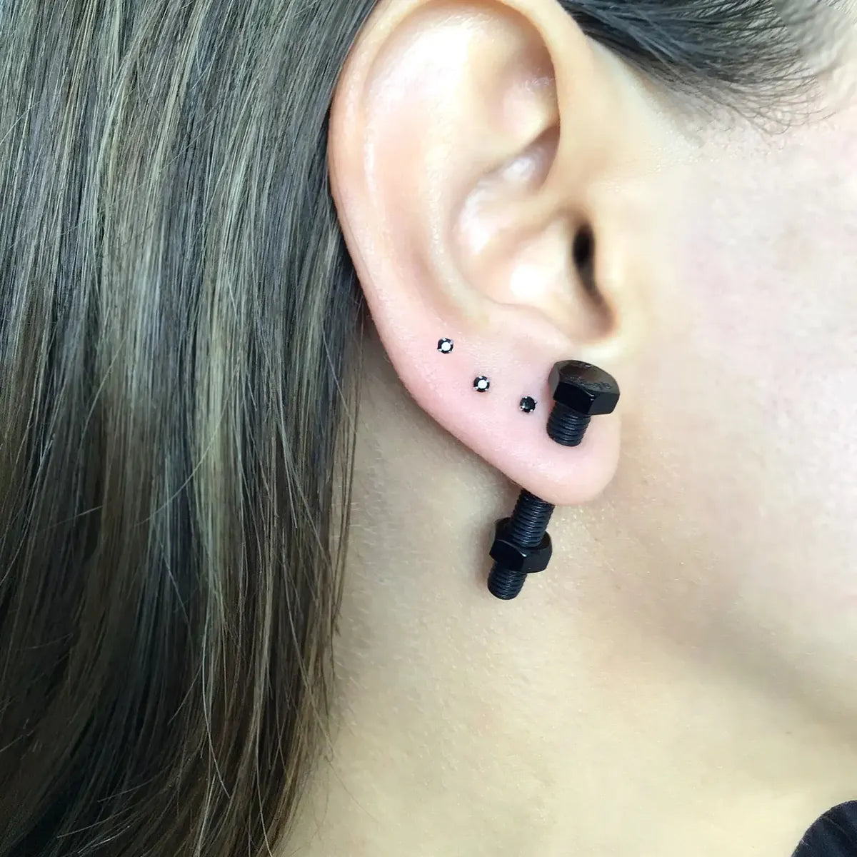 Pendientes "Industrial Fix" (Tornillo Hexagonal & Tuerca Falsa)