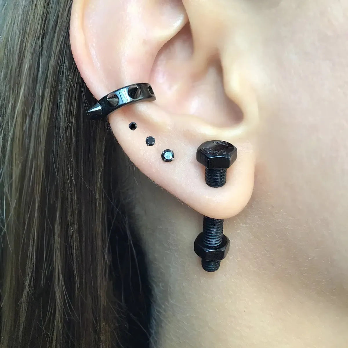 Pendientes "Industrial Fix" (Tornillo Hexagonal & Tuerca Falsa)
