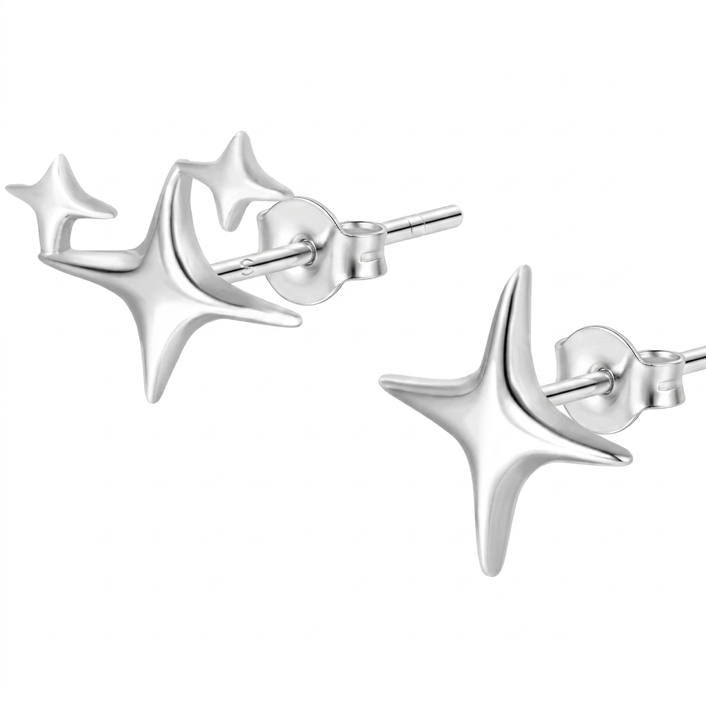 Pendientes "Stardust Stars" (Plata de Ley .925 & Brillo Sutil)